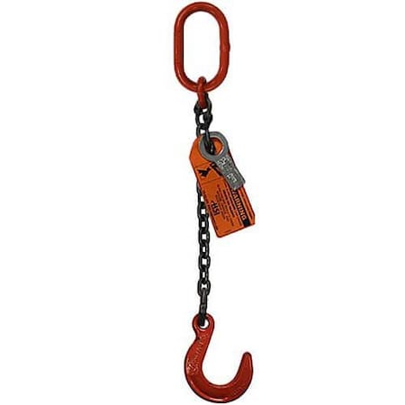 Hsi Sngl Leg Chain Slng, 9/32 in dia, 4ft L, Oblong Link to Foundry Hook, 4,300lb Lmt 10SOF9/32-04